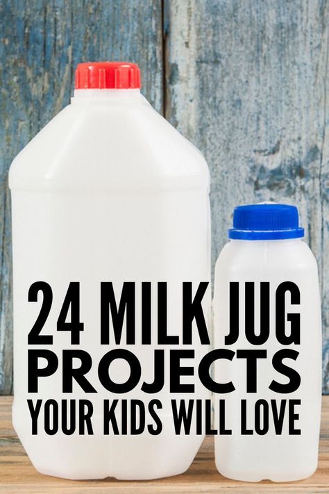 24 Milk Jug Crafts for Kids | Looking for art projects to teach your kids about recycling? These simple and fun ideas will inspire you! With ideas for boys and girls in preschool, kindergarten, and elementary school, teach your kids how to make a milk jug ball catcher, piggy bank, bird feeder, water balloon launcher, and more! Get creative with these recycled crafts at home and in the classroom – they make great Earth Day activities! #milkjugcrafts #recycledcrafts #recycledcraftsforkids Amigurumi Patterns, Milk Jug Projects, Upcycling Projects For Kids, Recycled Crafts Kids Preschool, Recycled Crafts Kids Projects, Recycling Projects For Kids, Water Balloon Launcher, Milk Jug Crafts, Crafts At Home