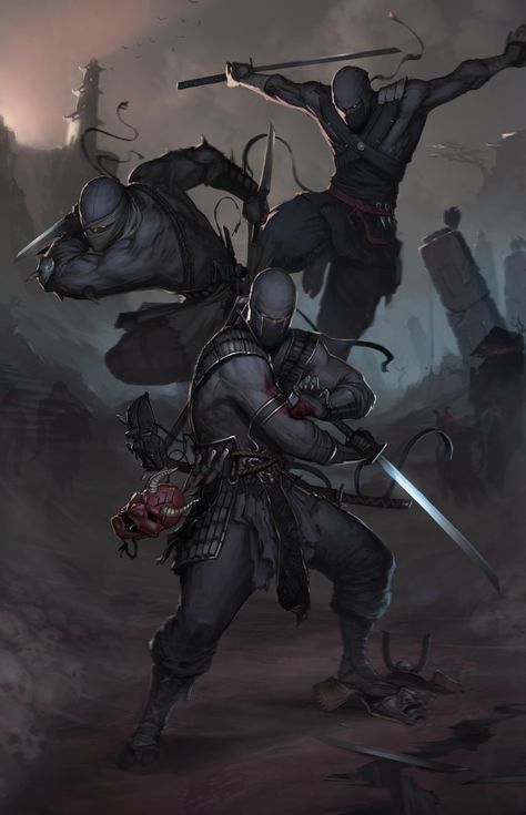 ArtStation - Ninjas, Aleksey Bayura Armadura Ninja, Ninja Assassin, Arte Ninja, Ninja Art, Ninja Warrior, Samurai Art, Arte Fantasy, Fantasy Warrior, 판타지 아트