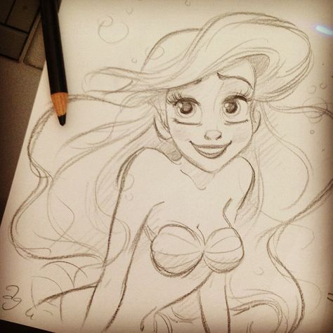 Ariel Sketch Drawing Faces, Ariel Drawing, Ariel Disney, 디즈니 캐릭터, Prințese Disney, Disney Art Drawings, Princess Drawings, Disney Artwork, Disney Sketches