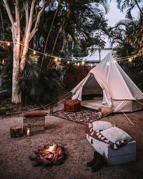 Boujee Camping, Camping Aesthetic, Backyard Camping, Bell Tent, Camping Glamping, Tent Glamping, Design Hotel, Alam Yang Indah, Camping Life