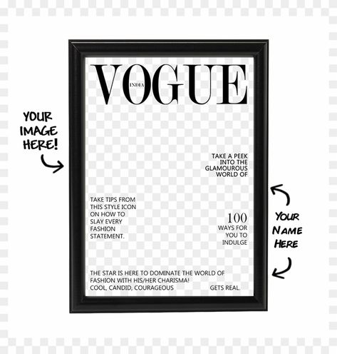 Vogue Magazine Covers Aesthetic Template, Transparent Magazine Cover, Vogue Background For Editing, Vouge Png, Vogue Magazine Template, Vogue Magazine Design, Vogue Overlay, Vogue Cover Template, Gacha Vogue