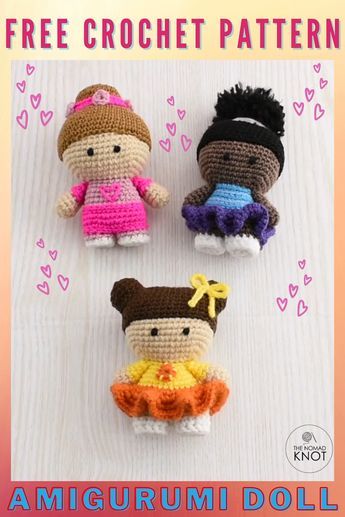 Crochet Projects Dolls, Crochet One Piece Doll Free Pattern, Mini Crochet Dolls Free Patterns, Simple Crochet Doll Pattern, Crochet People Pattern, Crochet People Amigurumi, Crochet Lol Doll Pattern Free, Mini Crochet Doll Pattern Free, Amigurumi Today Free Pattern