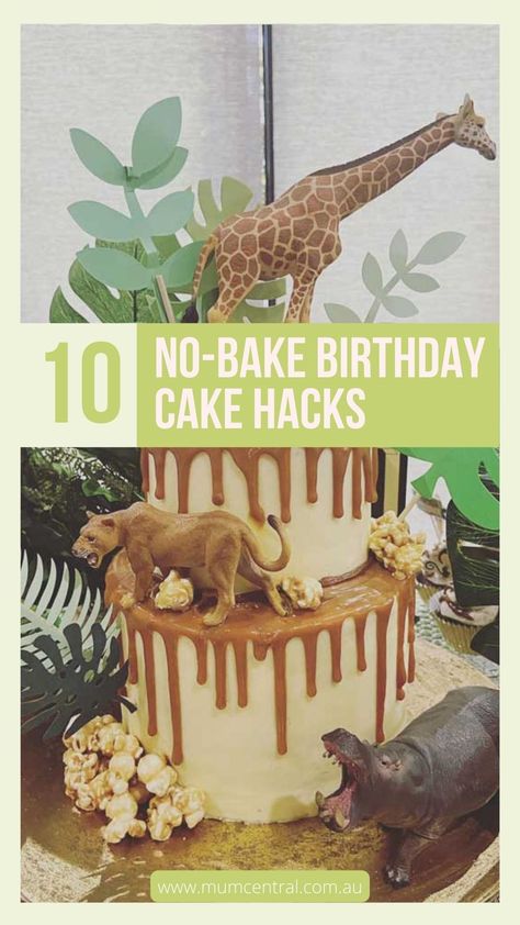 Dinosaur Cake Hack, Birthday Cake Hacks, Kfc Cake, Hamburger Cake, Toffee Popcorn, Sheep Cake, Diy Birthday Cake, Cake Hacks, Pinata Cake