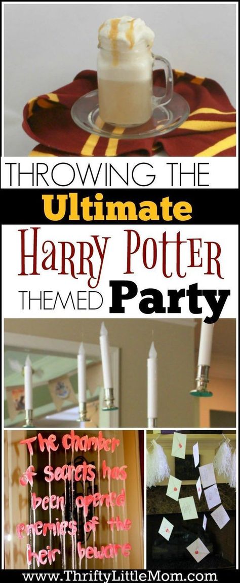 Want ideas on throwing the ultimate Harry Potter Themed Party? We've got a ton of DIY and even non DIY ideas to make your party magical. Harry Potter Motto Party, Harry Potter Weihnachten, Baby Harry Potter, Hearty Dinners, Harry Potter Themed Party, Classe Harry Potter, Harry Potter Halloween Party, Cumpleaños Harry Potter, Harry Potter Bday