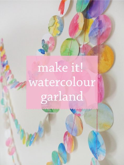 Diy Garland Paper, Watercolour Heart, Watercolor Classroom, Watercolor Party, Garland Diy, Diy Bricolage, Pom Pom Garland, Diy Garland, Art Party