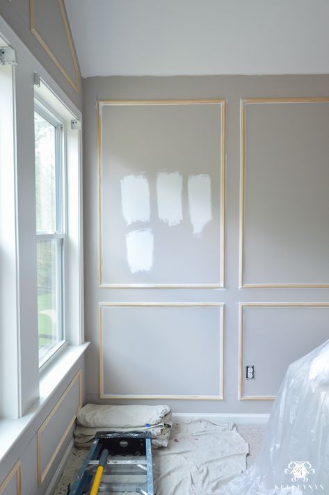 Paneled Bedroom, Wall Molding Living Room, Wall Panels Bedroom, Living Room Panelling, Wall Paneling Diy, Bed Design Modern, Bedroom Walls, Accent Wall Bedroom, Bedroom Panel