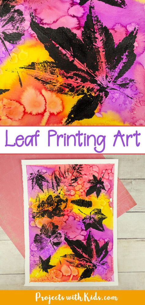 Elementary Holiday Art Projects, Halloween Process Art Kindergarten, Fall Art Kindergarten Ideas, Watercolor Leaf Prints, November Process Art, Art With Fall Leaves, Elementary Art Fall Projects, Watercolor Art Elementary, Art Projects With Leaves