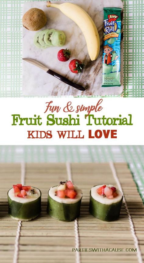 Panda Party Food, Sushi For Kids, Fruit Sushi, Candy Sushi, Sushi Recipe, Japanese Party, Healthy Party Food, Diy Sushi, Sushi Party