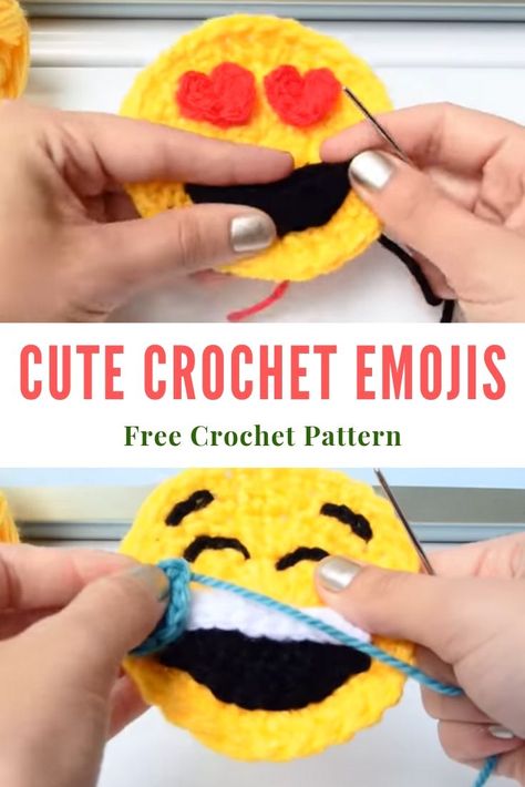Today we are going to talk about crocheting this cool and very cute crochet emojis. The free tutorial that is presented in the article is heard to help you learn how to crochet emoji pattern just like those on your own. The tutorial is very easy to follow and it is pretty short so that means that you will not have any problems with crocheting and working time if you follow the instructions step by step very carefully. #crochet #crochetemoji #aboutcrochet #crochetfreepattern #emojis Amigurumi Patterns, Crochet Emojis, Crochet Emoji, Crochet Lego, Emoji Patterns, Funny Crochet, Crochet Feather, Crochet Coasters Free Pattern, Crochet Mask