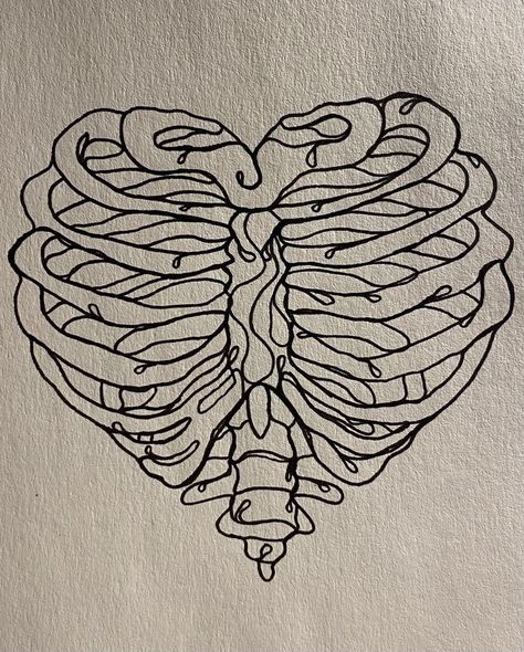 Bone Drawing, Heart Bones, Arte Grunge, Bone Tattoos, Bone Art, Heart Drawing, Book Art Drawings, Sketchbook Art Inspiration, Minimalist Tattoo