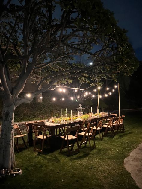 19 Birthday Party Decorations, Party In Backyard Ideas, Outside Birthday Dinner Ideas, Dinner Birthday Aesthetic, Birthday Decorations Garden Party, 17 Birthday Party Decorations, Summer Dinner Outside Aesthetic, Birthday Backyard Ideas, Courtyard Dinner Party