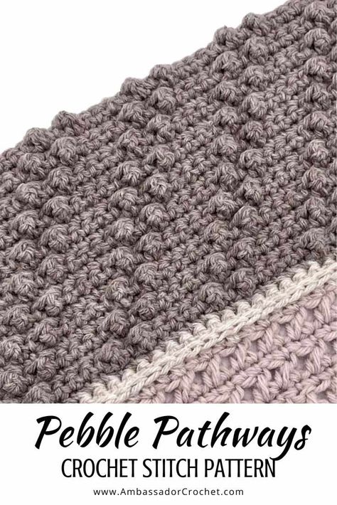Learn the Pebble Pathways Crochet Stitch Pattern - Ambassador Crochet % Crochet Afghans, Crochet Conversion Chart, Cal Crochet, Crochet Stitch Pattern, Crochet Baby Gifts, Crochet Stitches Guide, Crochet Abbreviations, Puff Stitch, Diamond Stitch
