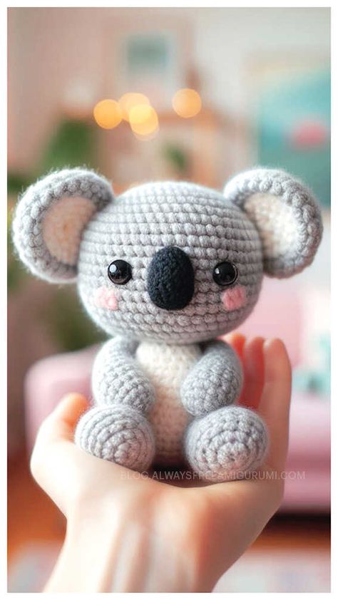 Crochet Koala With Scarf Amigurumi Free Pattern Amigurumi Patterns, Cute Crochet Toys Free Pattern, Crochet Kola, Amigurumi Crochet Animals, Koala Amigurumi Free Pattern, Amigurumi Free Pattern Bear, Crochet Koala Free Pattern, Koala Crochet Pattern Free, Crochet Teddy Pattern