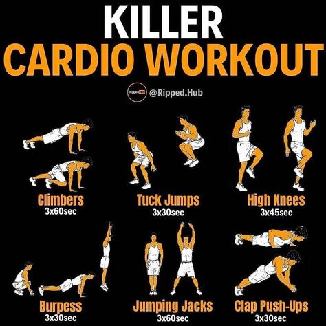 Body Weight Hiit, Tuck Jumps, Cardio Circuit, Trening Sztuk Walki, Cardio At Home, Hiit Cardio Workouts, Cardio Workout At Home, Workout Routine For Men, Cardio Fitness