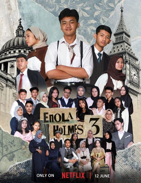 was made our class creativity page in yearbook with enola holmes theme. Yearbook Class Pages, Creative Yearbook Pages, Yearbook Netflix Theme, Cover Majalah Aesthetic, Netflix Yearbook Theme Ideas, Senior Page Ideas, Tema Foto Yearbook, Yearbook Themes High School, Ide Foto Yearbook