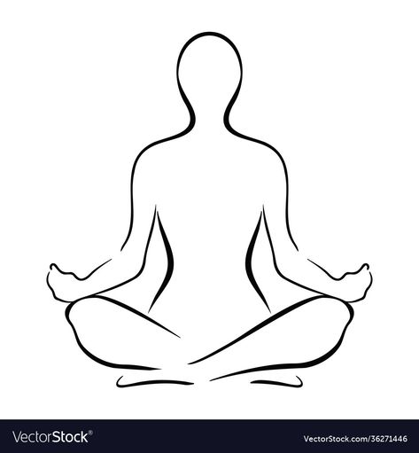 Easy Yoga Drawing, Meditating Poses Drawing, How To Draw Someone Meditating, Sitting Meditation Pose Drawing, Spiritual Person Drawing, Drawing Of Meditation, Yoga Poses Sitting, Meditation Sketch Drawings, Meditating Person Drawing