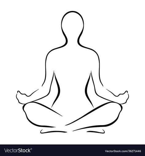 Meditating Poses Drawing, Drawing Of Meditation, Sitting Meditation Pose Drawing, Easy Yoga Drawing, Yoga Poses Sitting, Yoga Outline Drawing, Meditation Pose Tattoo, Person Meditating Illustration, Meditation Poses Drawing