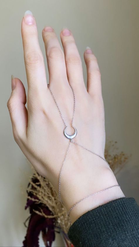 Silver Hand Chain Bracelet, Dainty Moon Hand Chain Bracelets for Her, Celestial Jewelry, Tiny Moon, Finger Bracelet, Bride and Bridesmaid  Mother's Day products will be shipped within 2 business days, and Worldwide Shipping is Free.  💍 Unique Jewelry: Our store is filled with specially designed, high-quality jewelry crafted from gold or silver just for you. Each piece is meticulously handcrafted with love and care, reflecting the uniqueness and elegance of each of our customers. ✨ Handcrafted C Silver Hand Chain, Bracelets For Her, Estilo Tomboy, Hand Chain Jewelry, Finger Bracelets, Hand Chain Bracelet, Bracelets Etsy, Moon Bracelet, Bracelet Dainty