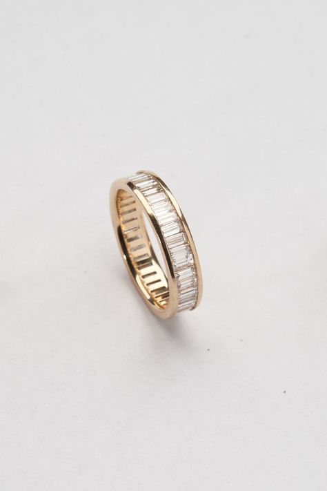 Gold Diamond Baguette Ring, Baguette, Un Traditional Engagement Rings, Band Style Engagement Ring, Meaningful Wedding Rings, Statement Wedding Band, Baguette Band Engagement Ring, Channel Set Baguette Wedding Band, Vintage Wedding Ring Stack