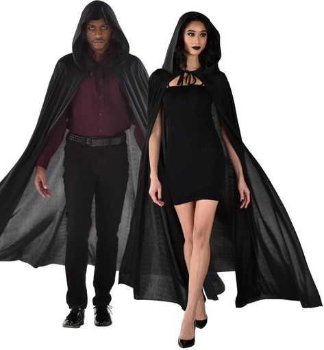 PRICES MAY VARY. Gather your victims in our Black Hooded Cape featuring a full-length, unlined polyester fabric cape with an attached hood that partially shrouds the face This ghoulish Black Hooded Cape features a string tie closure to secure it just below the collar; Shoes and props not included This multi-use black cape is one size (fits most teens and adults) measures 54 inches long and delivers a comfortable fit and ominous look Transform yourself into a wizard or bloodthirsty vampire with t Black Cape Costume, Black Hooded Cape, Cape Costume, Black Cape, Halloween Costume Shop, Hooded Cape, Halloween Costume Accessories, Halloween Store, Fantasias Halloween