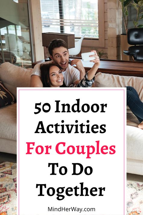 50 Fun things for couples to do at home when bored. Are you and your partner stuck at home with nothing to do? Try these 50 activities for couples to do at home. These can be used as indoor date night ideas, things to do at home as a couple on a rainy day, or just stay at home date ideas. These indoor activities for couples will help bring you closer and form a stronger bond. Indoor Activities For Couples, Bored Couples, Indoor Date Ideas, Things For Couples, Home Date Ideas, Honeymoon Activities, Activities For Couples, Couples Things To Do, Fun Couple Activities