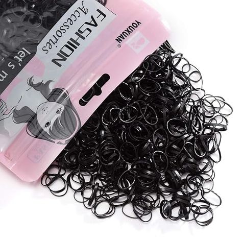 1000-Pack Elastic Hair Ties Non-slip Rubber Hair Bands for Girls, Black Coloured Hair, Black Rubber Bands, Pony Style, Hair Band For Girl, Pin Hair, Style Hairstyle, Haircut Hairstyles, Elastic Hair Ties, Colored Hair