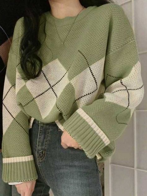 Sweaters for Women 1pc Argyle Pattern -Neck Drop Shoulder Sweater Sweaters for Women

Buy now - https://amzn.to/45M2yGP 

#roundneck #dropshoulder #loosesweater #womensfashion #winterfashion #sweaters #mintgreen #aestheticoutfit Goth Tops, Winter Clothes Women, Y2k Goth, Grandpa Sweater, Women Y2k, Sweaters Women, Vintage Material, College Style, Drop Shoulder Sweaters