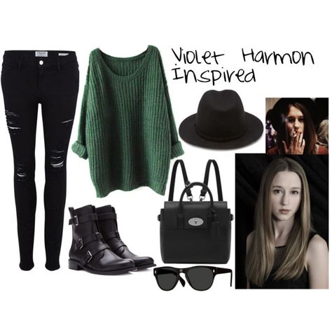 American Horror Story - Violet Harmon Inspired by onedirection-littlemix-lover on Polyvore featuring mode, Frame Denim, Forever 21, Mulberry and Oliver Peoples Soft Grunge, American Horror Story Violet, Violet Harmon, Inspired Nails, Witchy Fashion, Fandom Outfits, Romy Schneider, Grunge Style, Horror Story