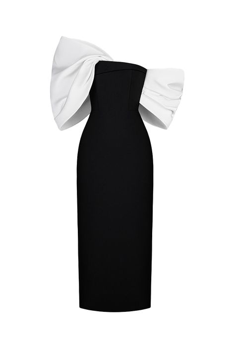 Black Big Bow Dress - Non-stretchy fabric - Invisible zipper back side - Fully lined - Pencil shape - Made in Vietnam Composition: Main: 10% Cotton, 90% Polyester, Lining: 100% Polyester, Trim: 100% Polyester Waist to hem: 87cm Model height is 170cm, is wearing S Elegant Midi Dress Wedding, Midi Dress Wedding, Big Bow Dress, Mean Blvd, Classy Prom Dresses, Iranian Women Fashion, Weeding Dress, Bow Dress, Dresses By Length