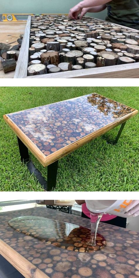 Coffee Table With Resin Inlay, Unique Tabletop Ideas, Square Epoxy Resin Table, Resin Stool Top, Epoxy Resin Bullet Table, Outdoor Resin Table Top Diy, How To Epoxy A Table, Resin Table Top Diy How To Make, How To Make Epoxy Resin Table