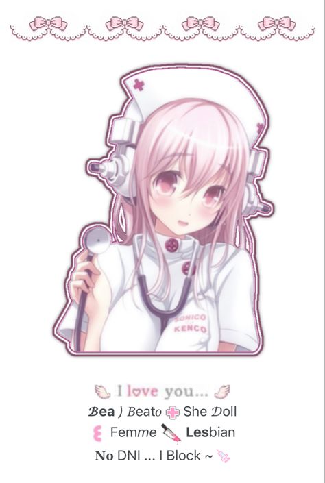 Kawaii, Pink Nurse Wallpaper, Super Sonico Aesthetic, Super Sonico Banner, Super Sonico Nurse, Pink Anime Manga, Nurse Anime, Anime Nurse, Nurse Aesthetic