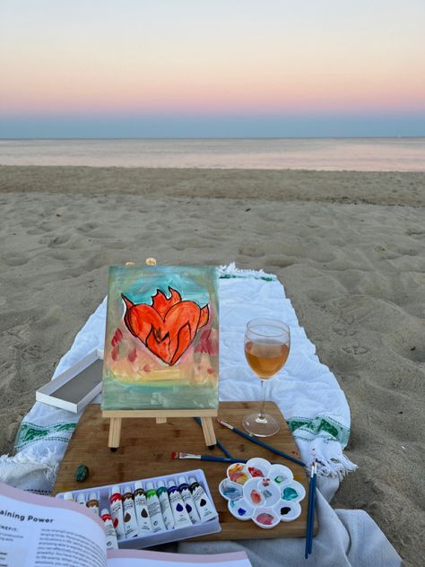 Sip And Paint Beach Ideas, Beach Sip And Paint, Beach Paint And Sip, Painting On Beach Picnic, Sip And Paint Date, Sip And Paint Picnic, Paint N Sip, Painting Picnic, Art Picnic