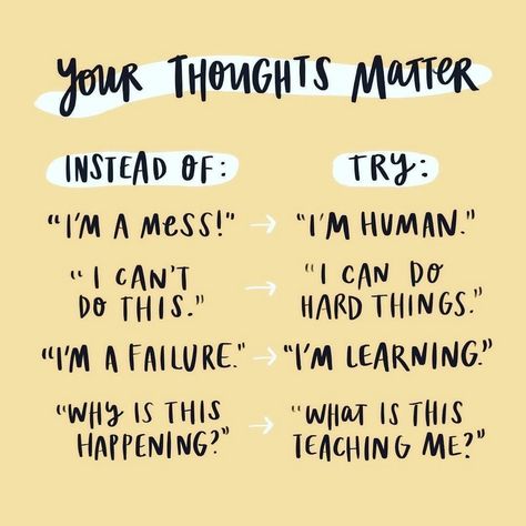 Thrive Global on Instagram: “The power of reframing. 🙌 These shifts in perspective can have a profound impact on our ability to move forward and think positively. Click…” Cbt Therapy, I'm A Failure, Therapy Quotes, Holistic Health Coach, Negative Self Talk, Cognitive Behavioral Therapy, Behavioral Therapy, Mental And Emotional Health, Therapy Activities