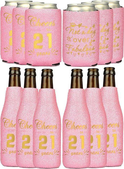 PRICES MAY VARY. 21st Birthday for Women is a Memorable Event – 21st Birthday is a big and memorable event in life of every girl and we will help you to celebrate this memorable day with you family, colleagues and friends in a unique way 21st Birthday Can Coolers Bundle – Our package contains 12 Pink and Gold "Cheers to 21 Years" Can Coolers!. It has 6 pink and gold can cooler and 6 pink and gold bottle cooler. Hat to look decent and unique among other people on 21st Birthday party. 21st Birthda 21st Birthday Koozies, Classy 21st Birthday, 21st Birthday Favors, 21st Birthday Party Favors, Cheers To 21 Years, 21st Birthday Sash, Birthday Koozies, Birthday Decorations For Women, Gold Bottle