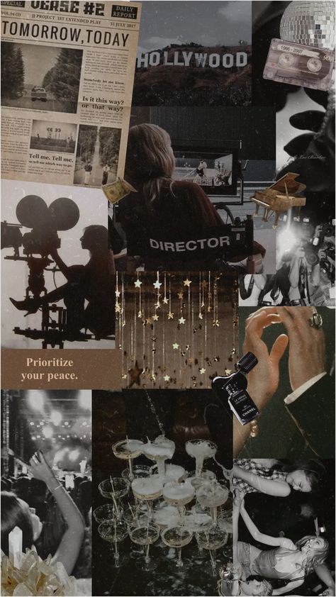 hollywood director themed moodboard and background dark aesthetic Vintage Film Aesthetic Wallpaper, Vintage Theater Aesthetic, Oscars Aesthetic, Movie Theater Aesthetic, Old Hollywood Theme, Hollywood Dream, Photography Movies, Film Life, Background Dark