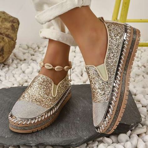 Temu | Explore the Latest Clothing, Beauty, Home, Jewelry & More Casual Tennis Shoes, Sequin Flats, Women's Slip Ons, Lace Up High Heels, Sequin Decor, Loafers Online, Platform Loafers, Glitter Shoes, Lace Up Sandals