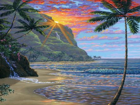 Travel Aesthetic Painting, Canvas For Beginners, Hawaiian Art, Arte Van Gogh, Kunst Inspiration, Sunset Painting, Summer Wallpaper, Beach Painting, Beginner Painting