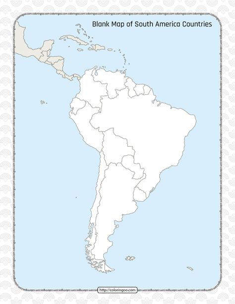 Blank Map of South America Countries Worksheet South America Countries, Map America, Map Of South America, Seven Continents, South America Map, Physical Map, Geography Map, Blue Map, Asia Map