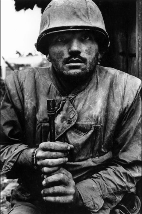 Photograph by Don McCullin - A shell shocked U.S. Marine, Têt Offensive, Hué, South Vietnam, 1968 ~ Vietnam War Don Mccullin, Hue Vietnam, Shell Shock, Photography Reviews, Steve Mccurry, Iwo Jima, Time Photography, South Vietnam, History Of Photography