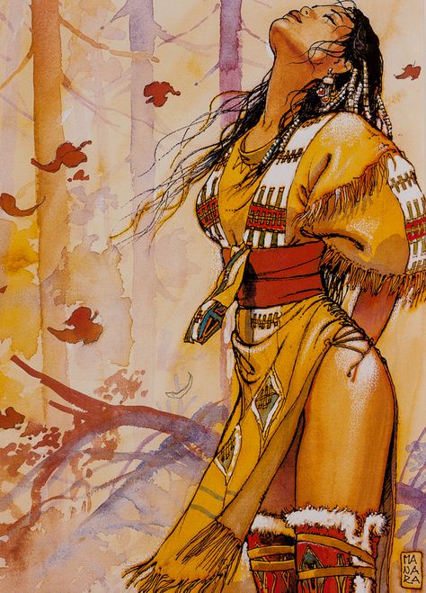 Milo Manara, Bd Art, Native American Girls, Native American Paintings, Wilde Westen, Native American Pictures, Native American Artwork, Native American Beauty, American Painting