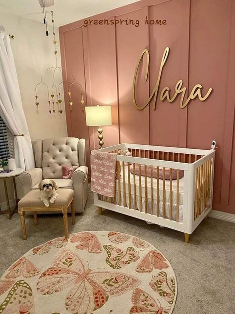 Kids Bedroom Ideas, Pink Wall Color, Castle Nursery, Butterfly Rug, Baby Nursery Inspiration, Modern Kids Bedroom, Baby Room Themes