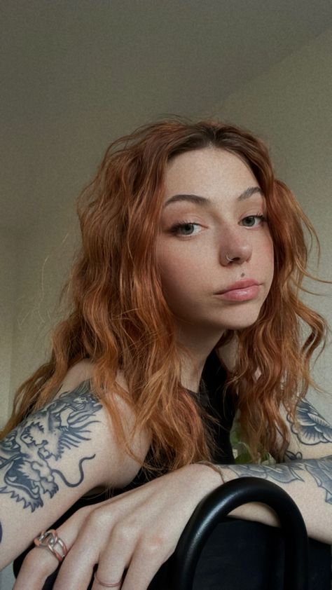 Black tattoos + piercings medusa and noe ring + ginger / red hair inspo Costa Rica, Redhead With Tattoos, Red Head Tattoos, Medusa Piercing Aesthetic, Ginger Goth, Hair Tattoo Girl, Red Hair Tattoos, Ginger Red Hair, Piercing Medusa