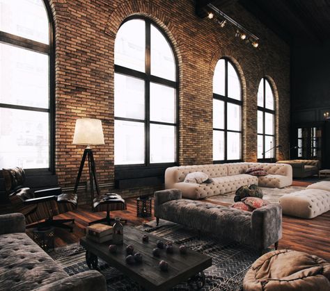 5 Ways To Recreate The New York Loft Aesthetic In Your Home | Midland Brick Nyc Loft Apartment, Loft Apartment Aesthetic, Loft Aesthetic, Ny Loft, Loft New York, Cavo Tagoo Mykonos, Industrial Loft Design, Nyc Loft, Apartment Loft