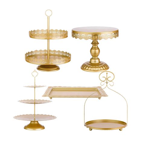 PRICES MAY VARY. PACKAGE SET--1 x 3-Tier Cake Stand, 1 x Cake Stand Medium with Base, 1 x 2-Tier Cake Stand, 1 x Cupcake stand with handle, 1 x Rectangular Cake Pan SUIT FOR VARIOUS OCCASSIONS --The perfect choice for any celebration. This elegant gold cake stand set is perfect to showcase your favorite cakes and desserts at any wedding, birthday party, baby shower Multi-functional Cake Stand Set--Best choice to display cupcakes, candies, cookies, macaron, brownies, donuts, fruits, muffins, past Pan Suit, Display Cupcakes, Elegant Cake Stands, Rectangular Cake, 2 Tier Cake Stand, Gold Cake Stand, Cupcake Tiers Stand, Gold Cupcakes, Cake Stand Set