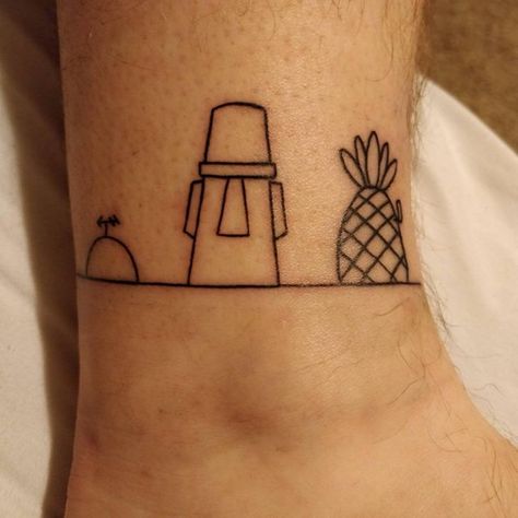 Friend Tattoos, Spongebob Tattoo, Tattoo Word, Pineapple Tattoo, Tattoos Geometric, Funny Tattoos, 문신 디자인, Pattern Tattoo, Dope Tattoos