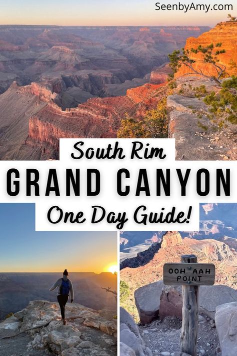 The Grand Canyon is a must on your Arizona bucket list! Everything you need to know about spending one day in Grand Canyon National Park South Rim｜Grand Canyon Hiking｜ Grand Canyon Vacation｜Arizona Travel｜National Parks Travel｜Grand Canyon South Rim｜Grand Canyon One Day｜Visting the Grand Canyon｜Grand Canyon National Park｜Grand Canyon Arizona｜Grand Canyon One Day Trip｜Grand Canyon South Rim One Day｜Grand Canyon South Rim Things To Do｜US National Parks｜Best National Parks In US｜Arizona Vacation Hiking Grand Canyon, Grand Canyon Hotels, South Rim Grand Canyon, Arizona Bucket List, Grand Canyon Vacation, Grand Canyon Hiking, Grand Canyon Village, Visiting The Grand Canyon, Grand Canyon South Rim