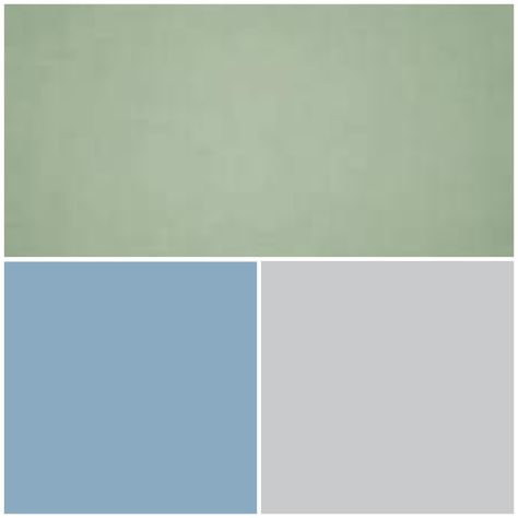 Sage green, dusty blue, light grey Dusty Mint Green, Sage Green Palette Bedroom, Dusty Blue Sage Green Color Palette, Light Blue Green Gray Paint Colors, Sage Green And Light Blue Color Palette, Colour Palette With Sage Green, Light Blue Green And White Bedroom, Blue And Sage Kitchen, Green Blue Grey Bedroom