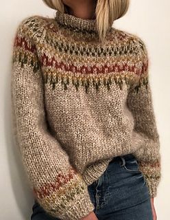 Ravelry: Designs by Siv Kristin Olsen Raglan Pattern, Crochet High Neck, Stil Retro, Nice People, Ribbed Turtleneck Sweater, Knitting Kits, Cozy Place, Jacquard Knit, Sweater Knitting Patterns