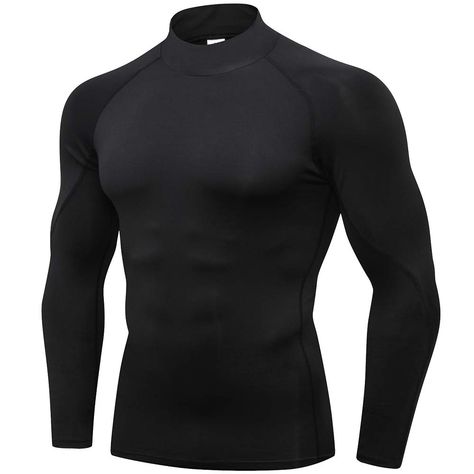 PRICES MAY VARY. 85% Polyester, 15% Spandex Pull On closure USUAL SIZE FOR COMPRESSION FIT. Friends who are quite stout or like loose fit choose a LARGER size than your regular one. ☛【ULTRA SOFT COMPRESSION TOPS】GYM SHIRTS designed for men. Adopts stretchy fabric and comfy with very little weight. Tight Fitting, like a second skin. ☛【HIGH PERFORMANCE WORKOUT SHIRT】Men base layer MOISTURE WICKING performance allows the shirt to dry quickly. Comfortable to be worn all day. ☛【CLASSIC& STYLISH DESIG Manche, Winter Fitness, Bodybuilding Clothing, Turtle Neck Men, Sports Sweatshirt, Winter Workout, Mens Compression, Turtleneck Shirt, Sports Sweatshirts