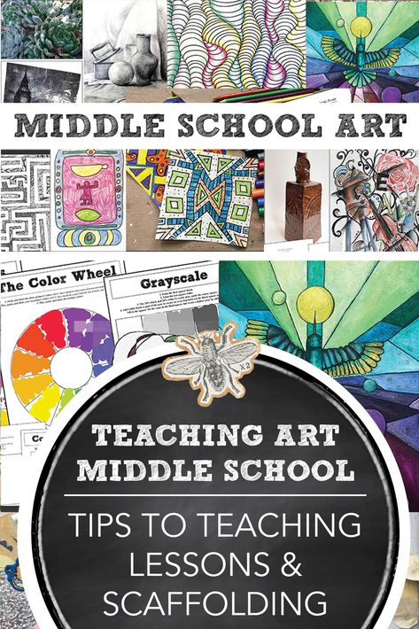 New on the blog, tips on creating middle school art curriculum. It's all about engagement, building confidence, and scaffolding techniques. Similar to elementary, I like to use the elements of art and principles of design as the backbone of my middle school curriculum. Art Curriculum Map, High School Art Room, Middle School Curriculum, Middle School Projects, The Elements Of Art, Intro To Art, Art Handouts, Middle School Activities, Middle School Lesson Plans